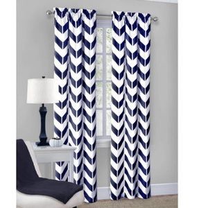 Navy and White Chevron Curtains